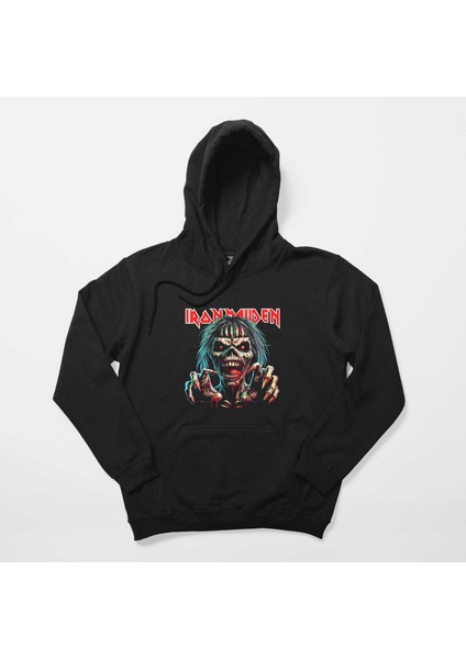 Iron Maiden Zombie Siyah Kapşonlu Sweatshirt Hoodie