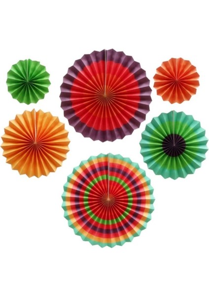 Yelpaze Kağıt Süs 6 Lı Set