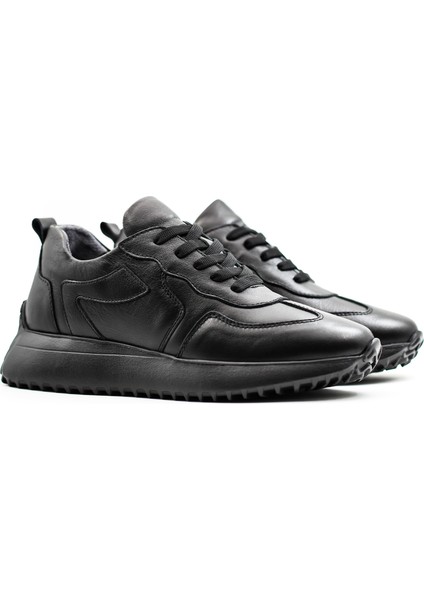 Perla Hakiki Deri Kadın Siyah Casual Sneaker Ayakkabı
