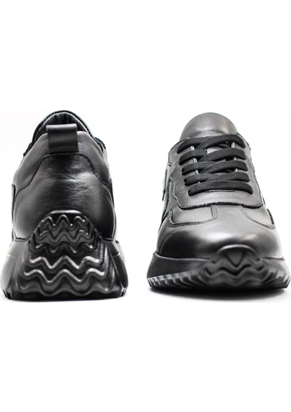 Perla Hakiki Deri Kadın Siyah Casual Sneaker Ayakkabı