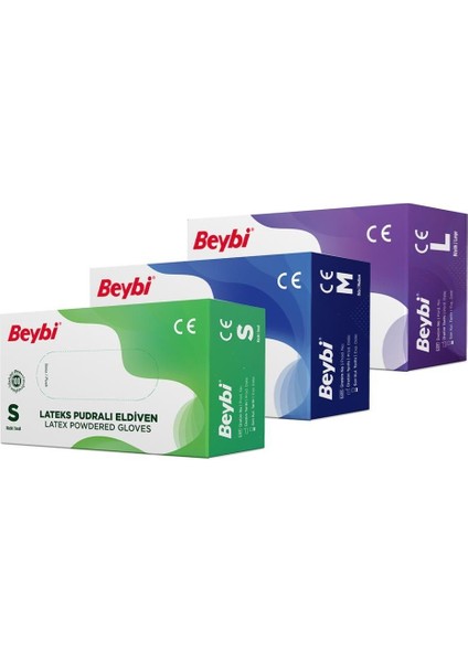 Feyza Yapı Beybi Latex Muayene Eldiveni Pudralı 1 Paket (100ADET)