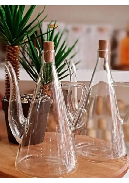 2'li turuncu şeffaf cam yağdanlık, 500 ml, dayanıklı ve şık tasarım