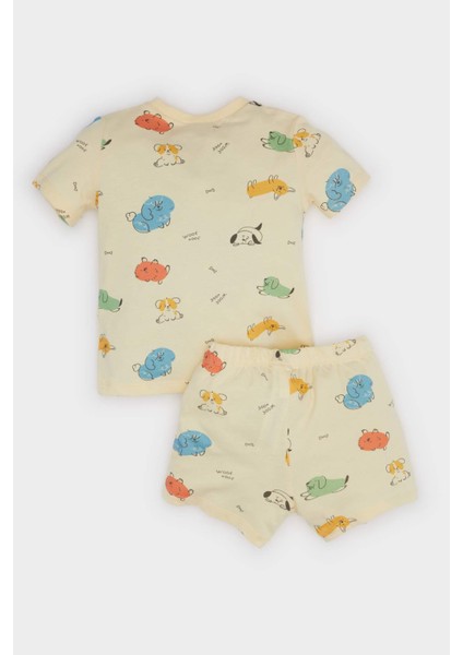 Erkek Bebek Pijama Takımı Desenli Kısa Kollu Penye Üst Beli Lastikli Şort E9607A525SM
