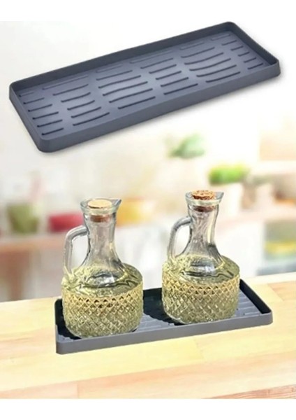 Çok Amaçlı Silikon Yağlık ve Organizer, 26x10 cm, 0-249 ml, Gri, 1 Parça