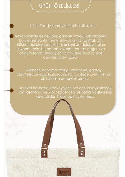 Mommy Bag, Anne Bebek Bakım Çantası, Cüzdan Hediyeli, Xl Büyük Boy, Kadın Çantası, Morteddy Serisi fırsatları
