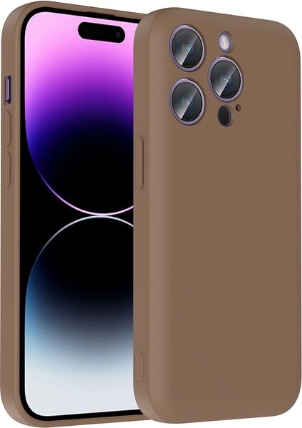 Apple iPhone 14 Pro Kılıf Kamera Korumalı Kartlık Hazneli Bbs Vitra Kapak - Kahverengi