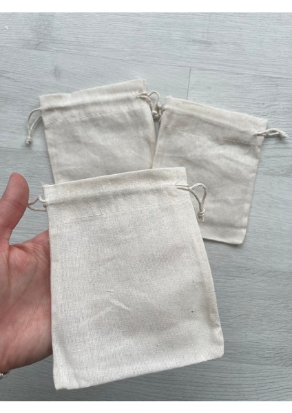Ham Bez Kese - Baskısız Organik Hediyelik Kese 10-13 Cm. Ebat - 3 Adet