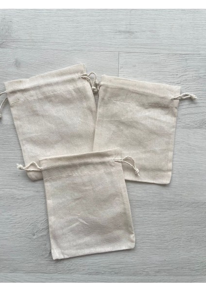 Ham Bez Kese - Baskısız Organik Hediyelik Kese 10-13 Cm. Ebat - 3 Adet