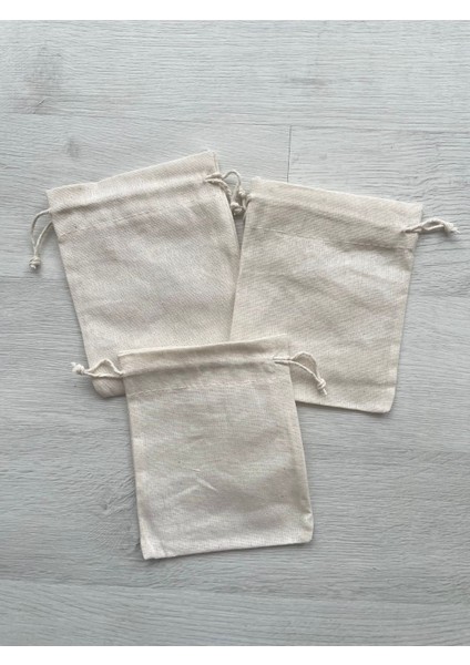 Ham Bez Kese - Baskısız Organik Hediyelik Kese 10-13 Cm. Ebat - 3 Adet