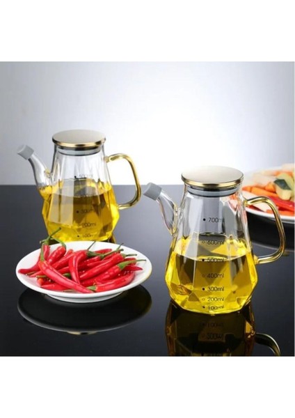 2'li Cam Yağlık ve Sirkelik, 900ml, şeffaf, dayanıklı, şık turuncu tasarım