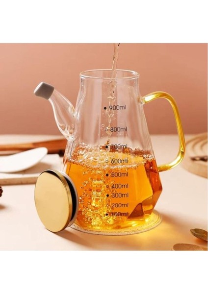 2'li Cam Yağlık ve Sirkelik, 900ml, şeffaf, dayanıklı, şık turuncu tasarım