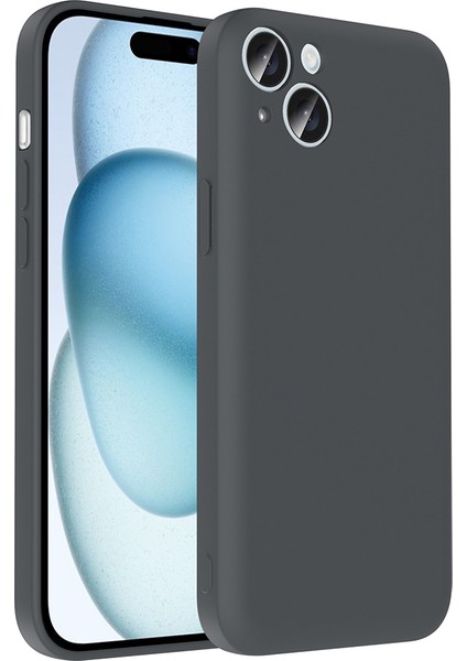 Apple iPhone 15 Plus Kılıf Kamera Korumalı Kartlık Hazneli Bbs Vitra Kapak - Gri