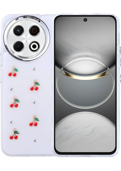 Tecno Spark 30 Pro Kılıf Airbag Tasarımlı Simli Şeffaf Bbs Kutup Kapak - Kiraz
