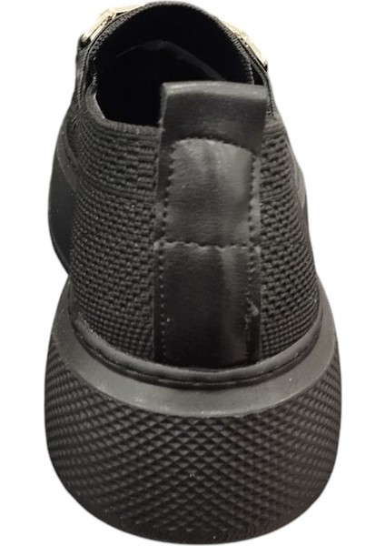 3461001Z 4 cm Kalın Taban Taş Toka Detaylı Günlük Kadın Triko Loafer Ayakkabı
