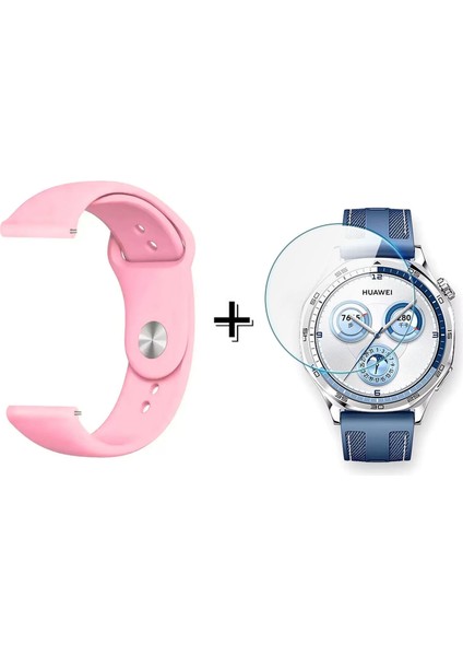 Huawei Watch Gt 5 46MM ile Uyumlu Silikon Kordon Kayış + Kırılmaz Cam Koruma - FC875