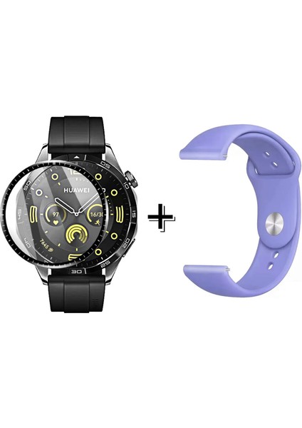 Huawei Watch Gt4 46 mm ile Uyumlu Silikon Kordon Kayış + Ekran Koruma Filmi - FC875