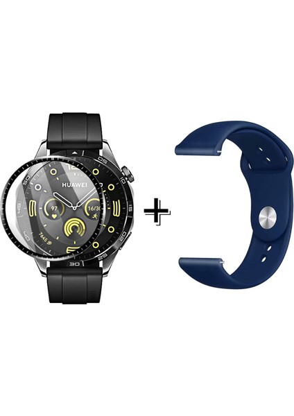 Huawei Watch Gt4 46 mm ile Uyumlu Silikon Kordon Kayış + Ekran Koruma Filmi - FC875