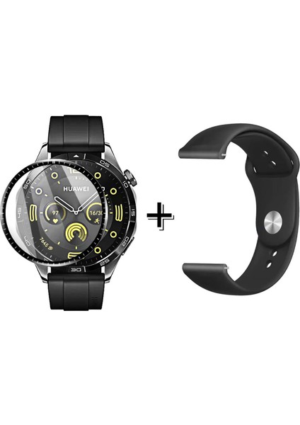 Huawei Watch Gt4 46 mm ile Uyumlu Silikon Kordon Kayış + Ekran Koruma Filmi - FC875