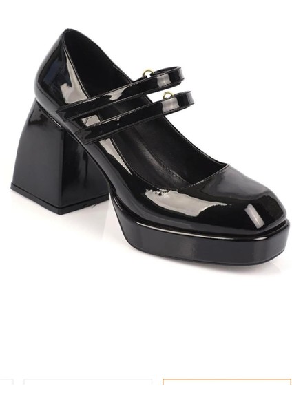 Baria Topuklu Rugan Loafer Siyah