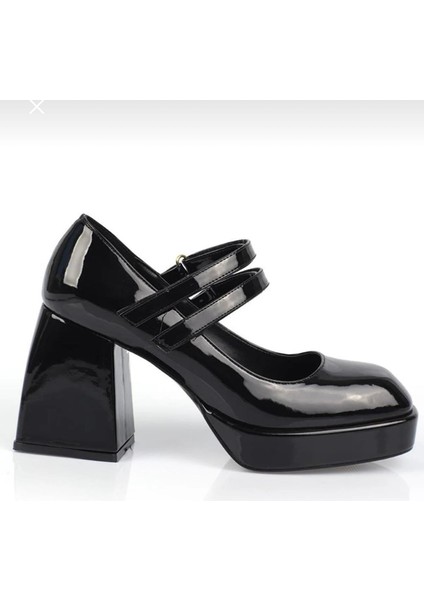 Baria Topuklu Rugan Loafer Siyah