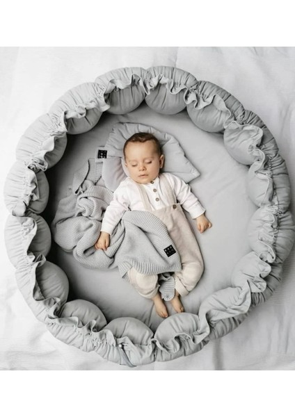 Babynest Organik Kumaş Gri Açılır - Kapanır Oyun Minderi Jaju-Babynest Bebek Yatağı Bebek Yuvası fiyatları