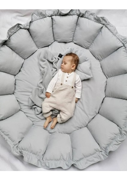 Babynest Organik Kumaş Gri Açılır - Kapanır Oyun Minderi Jaju-Babynest Bebek Yatağı Bebek Yuvası modelleri