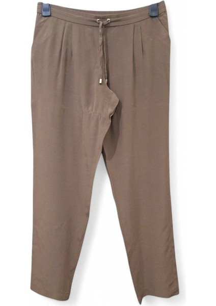 Saf Ipek M / 38 Apostrophe Rahat Beli Lastikli Bol Kesim Dar Paça Vizon / Kahverengi Pantolon