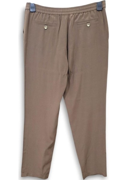 Saf Ipek M / 38 Apostrophe Rahat Beli Lastikli Bol Kesim Dar Paça Vizon / Kahverengi Pantolon modelleri