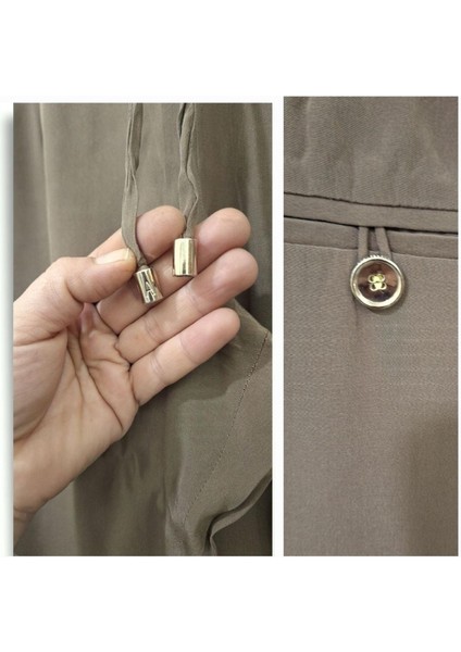 Saf Ipek M / 38 Apostrophe Rahat Beli Lastikli Bol Kesim Dar Paça Vizon / Kahverengi Pantolon indirimleri