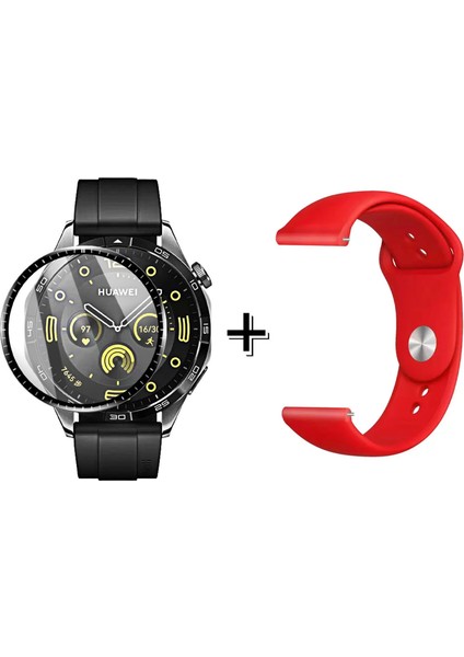 Huawei Watch Gt4 46 mm ile Uyumlu Silikon Kordon Kayış + Ekran Koruma Filmi - FC875