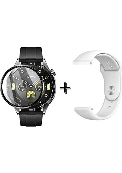 Huawei Watch Gt4 46 mm ile Uyumlu Silikon Kordon Kayış + Ekran Koruma Filmi - FC875
