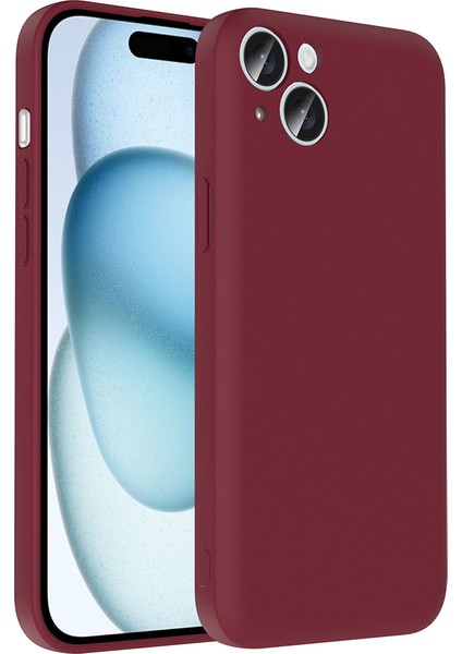 Apple iPhone 15 Plus Kılıf Kamera Korumalı Kartlık Hazneli Mpkr Vitra Kapak - Mürdüm