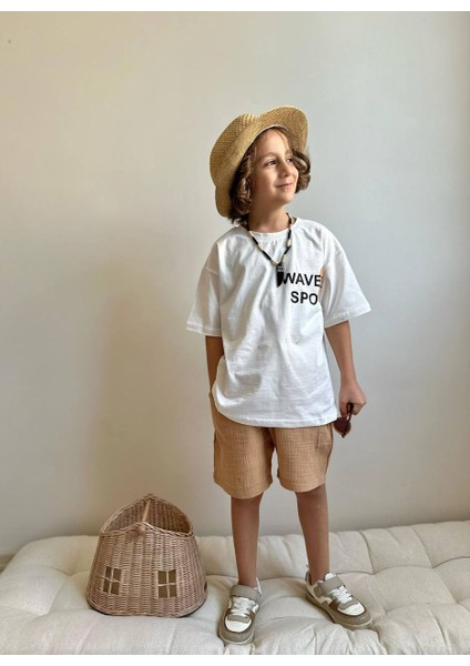 Erkek Çocuk Palmiye Baskılı Müslin Şortlu Takım