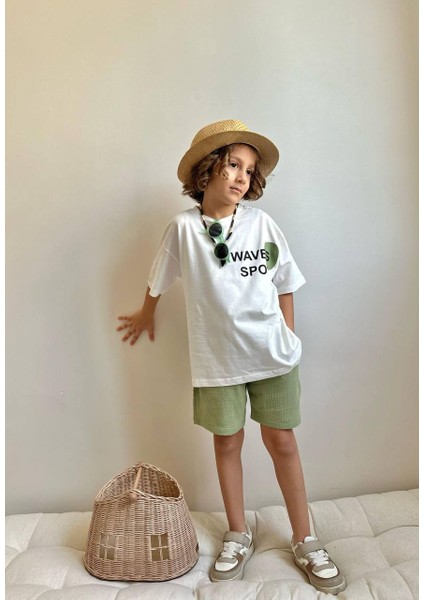 Erkek Çocuk Palmiye Baskılı Müslin Şortlu Takım fırsatları