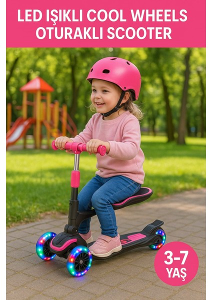 Oturaklı LED Işıklı Scooter | 3 Tekerlekli Combo Scooter 3-7 Yaş