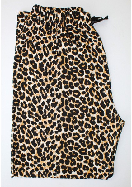 Lüks Leopar Desenli Büyük Beden Pijama Altı Uzun Modal Kumaş Modern Kaliteli Estetik