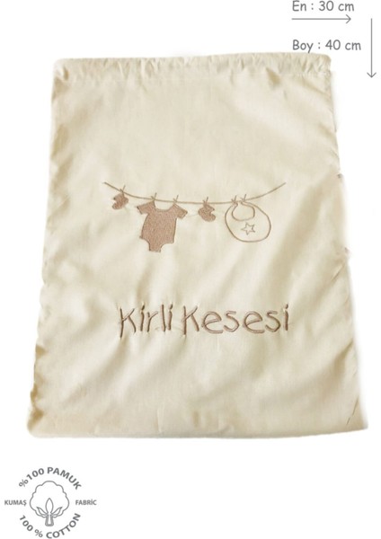 Krem Nakışlı Kirli Kesesi