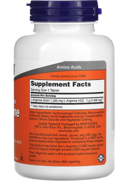 Foods L-Arginine Double Strength 1000MG 120 Tablets.made In Usa 3741 fiyatları