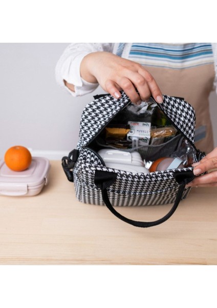 Su Geçirmez Isı Yalıtımlı Termal Çanta Yemek Taşıma Beslenme Çantası Askılı Kazayağı Desenli modelleri