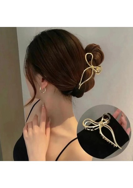 Kadın Büyük Boy Gold Mandal Fiyonk Toka