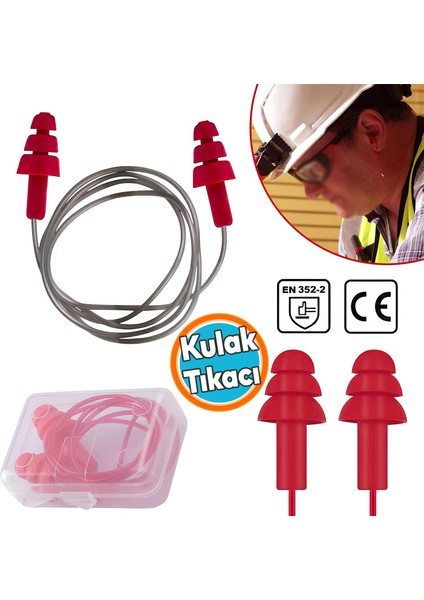 Yıkanabilir Kulak Tıkacı 23 Db Ipli Tıkaç Tpe Gürültü Ses Önleyici Yüzme Su Kaçma Kulak Koruyucu