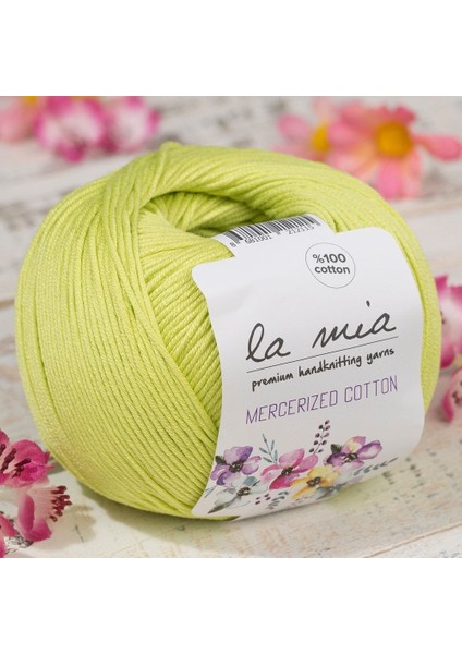 Mercerized Cotton Yeşil El Örgü ipi - 150 - 33587