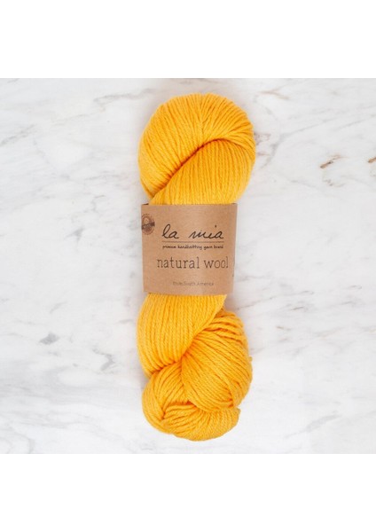 Natural Wool Sarı El Örgü ipi - L877 - 34401
