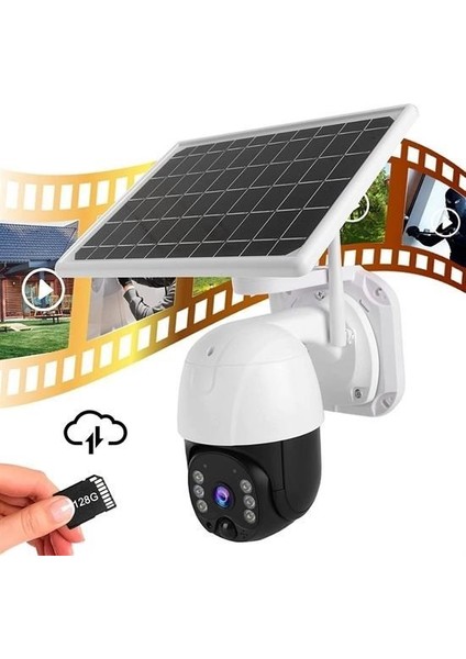 Buffer® Solar Panelli Su Geçirmez Gece Görüş Destekli Wifi Bağlantılı Güvenlik Kamerası
