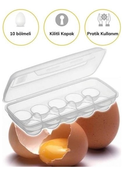 Buffer® 10 Bölmeli Kilitli Kapaklı Yumurtalık Saklama Kutusu YU110