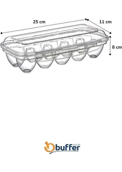 Buffer® 10 Bölmeli Kilitli Kapaklı Yumurtalık Saklama Kutusu YU110