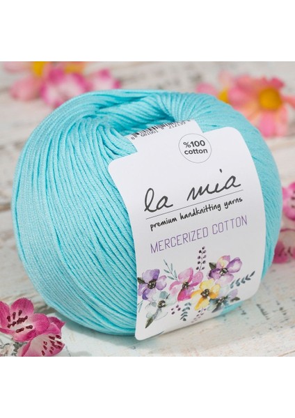 Mercerized Cotton Açık Mavi El Örgü ipi - 123 - 33589
