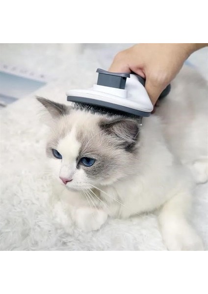 Buffer® Kedi Köpek Tüy Toplayıcı Kendini Temizleyebilen Ergonomik Evcil Hayvan Tarağı Gri