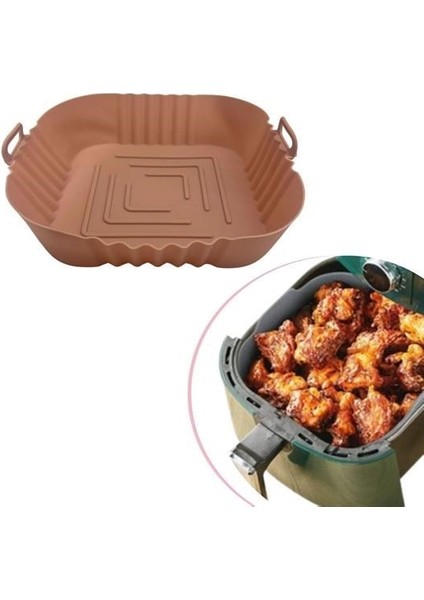 Buffer® Renkli Isıya Dayanıklı Yıkanılabilir Silikon Fırın Airfryer Kare Model Pişirme Matı 20 cm