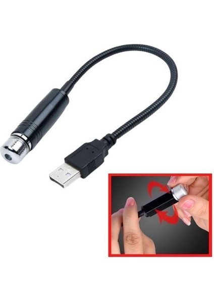 Buffer® Kırmızı Ayak Altı Tavan Led Araç Içi Aydınlatma Oto Araba Iç Disko Ayarlanır Usb Lamba Işık